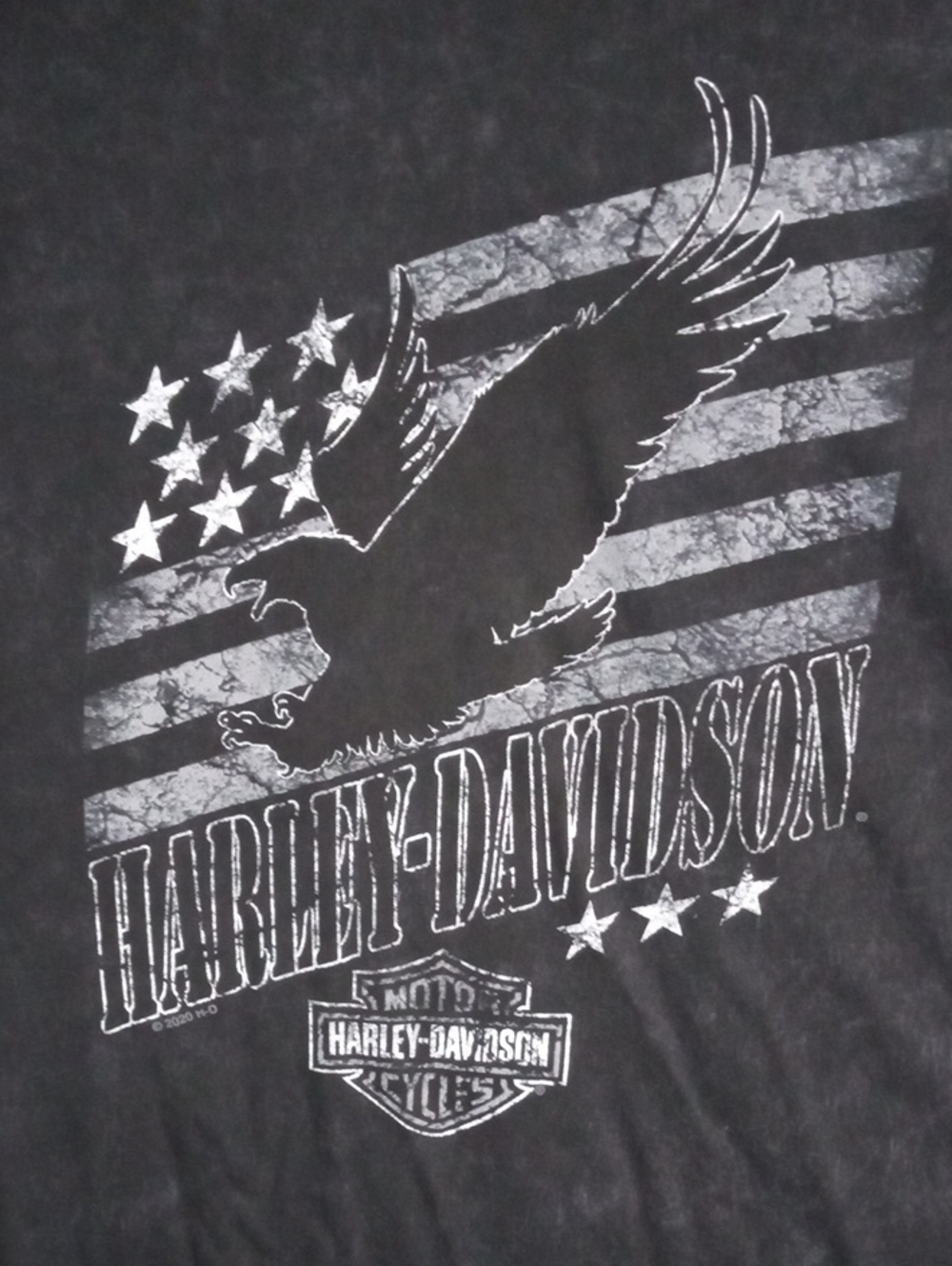 Harley-Davidson Black Short Sleeve Flag & Eagle Tee Shirt Men’s Large